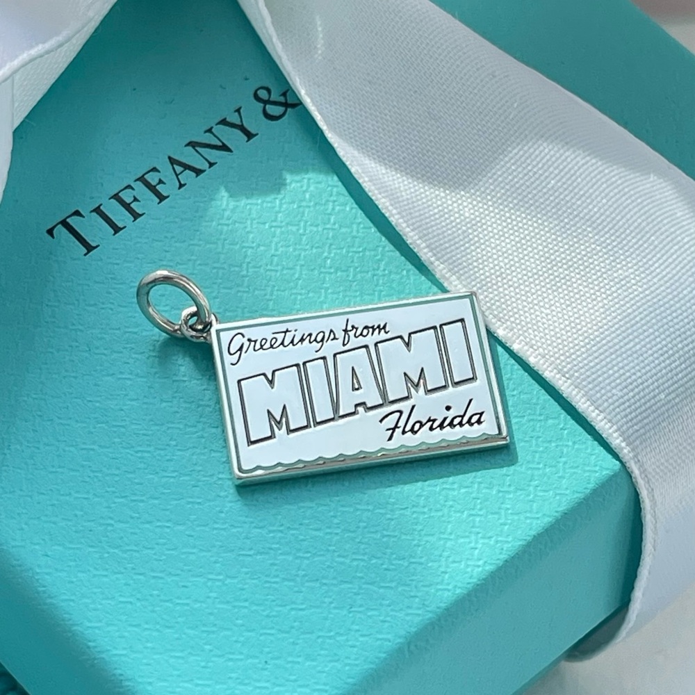 Tiffany Miami Postcard Charm in Sterling Silver NEW with box